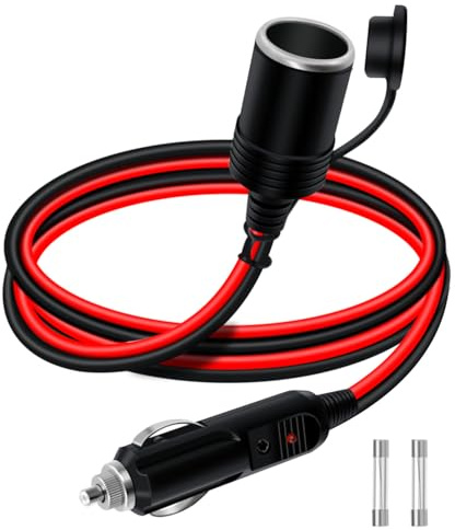 YINGAYOU Kabel Verlängerung Zigarettenanzünder 14AWG KFZ 12V 24V Kabel Verlängerung mit LED Lichter und Sicherung 15A/20A für PKW, LKW, Wohnmobile (2 m)