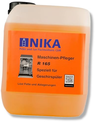 NIKA R165 Spülmaschinenreiniger und Entfetter | Reiniger und Entfetter für Spülmaschinen - Geschirrspüler & Kaffeemaschine | löst Fette und Ablagerungen | hinterlässt einen frischen Duft - 5L