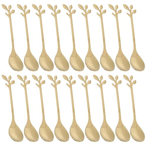 STOBAZA Lot De 20 Mini Cuillères À Café Dorées En Acier Inoxydable Pour Mélanger Le Café Le Thé L'Espresso Le Dessert Les Petites Portions De Demitasse