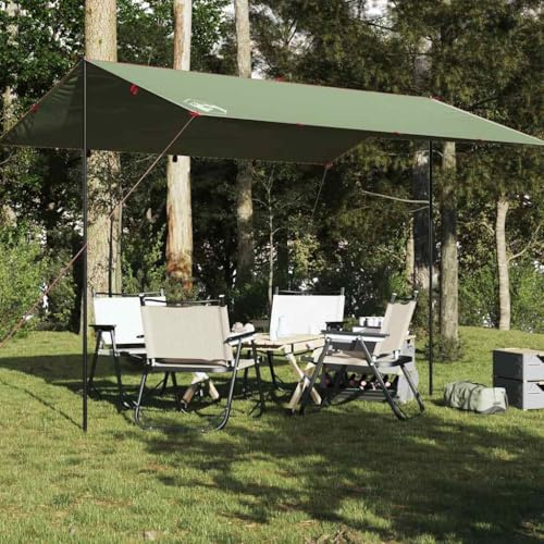 HaoChrymec Tarp Grün mit Wasserdichtem 210D Oxford-Gewebe, Multifunktional, Zeltplane für Camping, Sonnensegel, Zelt Regenschutz, Camping Plane, 400 x 294 cm