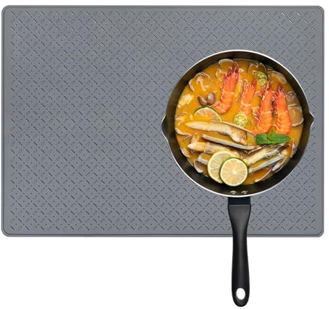 Tappetino Silicone Cucina 70x50cm, Protezione Piano Induzione, Copri Piano Induzione, Antiscivolo e Resistente al Calore, per Cucina e Protezione da Graffi e Oli (Grigio)