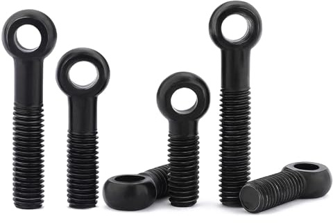 Pernos de ojo giratorios de acero al carbono ennegrecidos M6, paquete de 50 o paquete de 30, tornillos de unión de rosca completa con orificio(M6X50 (30 pcs))
