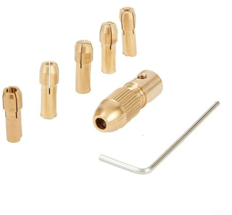 Kupfer-Bohrfutter-Set mit 0,5 mm, 1,0 mm, 1,5 mm, 2,5 mm, 3,0 mm Spannzangen für Mini-Elektro-Handbohrer, 2,35 mm Schaft, kompatibel mit kleinen Arbeiten, 7-teilig