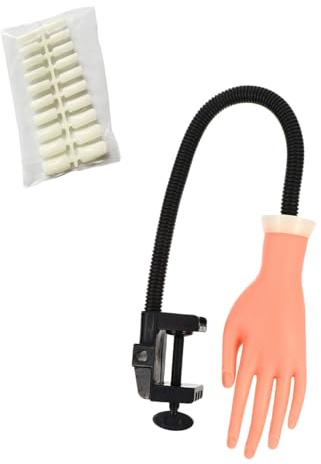 Sewroro Modèle Main D'entraînement en Silicone avec Support Flexible pour Pratique de Nail Art, Accessoires Manucure en Plastique Léger, pour Débutants et Salons