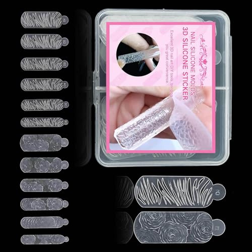 Pochoir à ongles en silicone sur le thème de Noël avec motifs 3D flocon de neige et léopards
