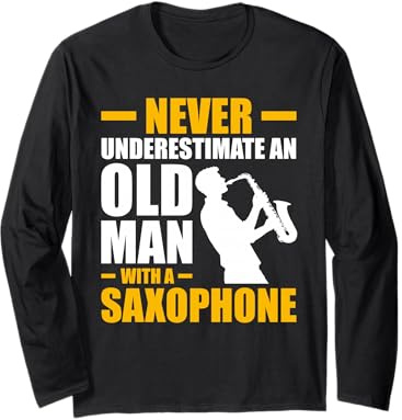 Old Man with a Saxophone Player Long Sleeve T-Shirt