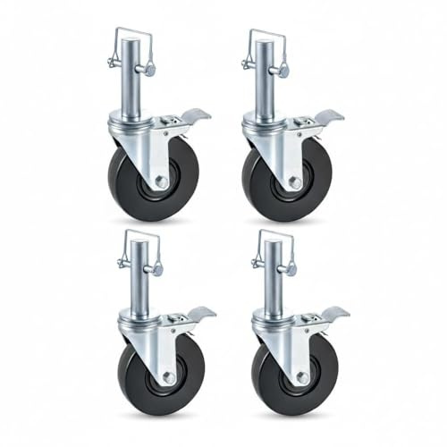 Juego de 4 ruedas giratorias for andamios de servicio pesado de 5 pulgadas con freno de bloqueo doble - Capacidad de 1120 libras
