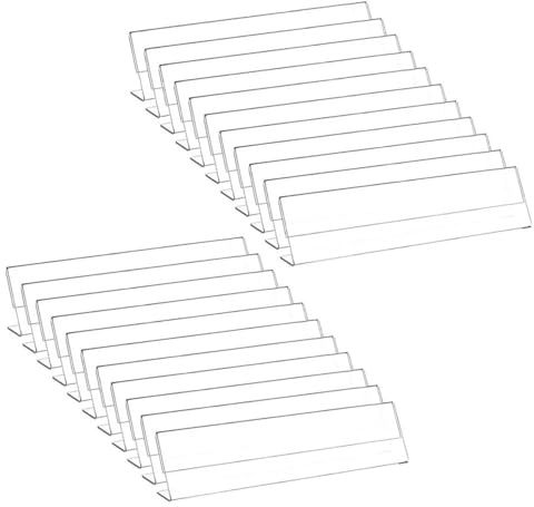 Soporte para carteles de acrílico transparente y resistente en forma de L, paquete de 22, placa de nombre para escritorio con película protectora para mesa de conferencias de oficina