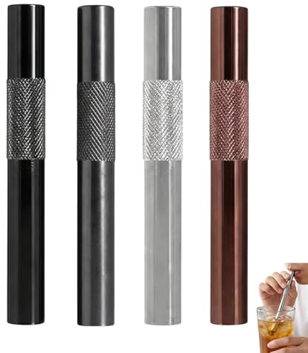 4Pcs Metal Straw, Short Metal Straws, Reusable Straws with Case, for On-The-Go Hydration and Daily Beverages, Compact Metal Drinking Straws Set of Four, Kitchen Small Tube Straw (Multicolor Set)