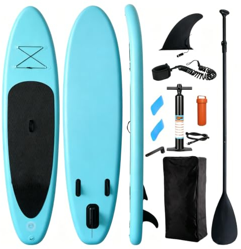 FERNVALE 10FT Inflatable Stand Up Paddle Board SUP Set, Durable 3-Layer PVC Surfboard with Pump, Paddle, Backpack & Accessories Kit, High Stability 270L SUP Paddle Board