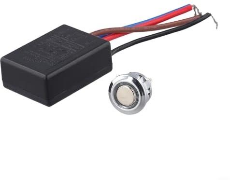 Eingebauter 3-Wege-Finger-Touch-Dimmer Schalter EU, 25-150W Dimmfunktion EIN/AUS, PVC und Kupfer Material, Schwarz, 48,2x32x16mm, für Glühlampen und LED Treiber, Heimbeleuchtung Re