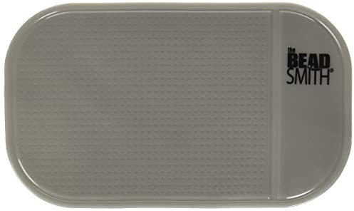 The Beadsmith Sticky Bead Mat – 5.5 x 3.25 inches, Small Size, Grey Color, Anti-Slip Pad, Rinse and Reuse Technology, Ideal for Diamond Painting, Jewelry Making, Beads Sorting