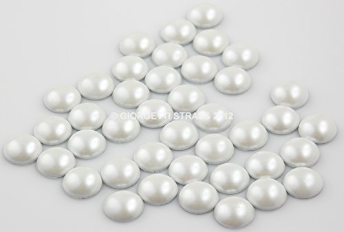 Mezze Perle Termoadesive Hotfix 6 mm – 300 pz – Bianco Perla Perlato – Semisfere Iron On per Tessuti, Abiti da Sposa, Costumi, Accessori, Scrapbooking
