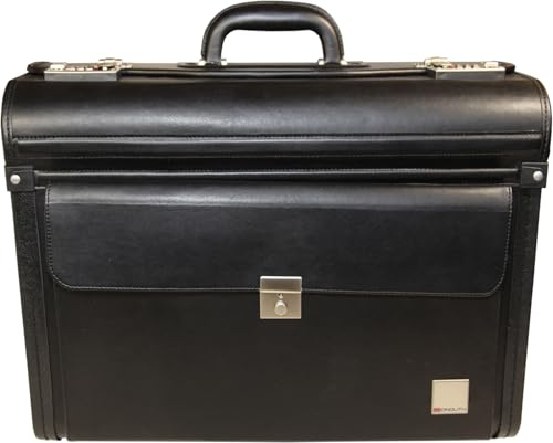 monolith - Pilotenkoffer aus Kunstleder 43 L | Aktenkoffer mit Zahlenschloss und 15,6 Zoll Laptopfach in Schwarz