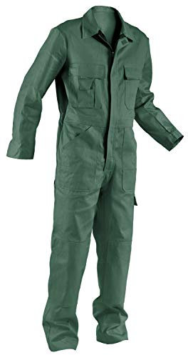 KÜBLER QUALITY DRESS Arbeitsoverall grün, Größe 48, Herren-Arbeitsoverall aus Baumwolle, Arbeitsoverall mit Knieschutztaschen nach EN 14404, bequeme Arbeitsoverall von KÜBLER Workwear