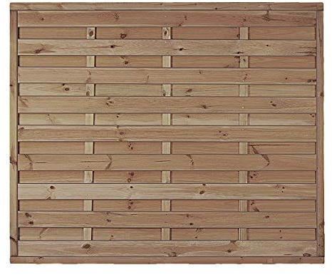 Günstiger Sichtschutzzaun Windschutz Maße 180 x 150 cm (Breite x Höhe) aus Kiefer/Fichte Holz, druckimprägniert Berlin Massiv II Natur