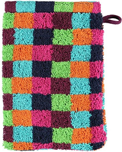 Cawö Waschhandschuh Lifestyle Karo im 2er-Pack Walk-Frottier bunt Größe 16x22 cm