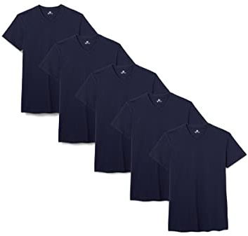 Lower East Maglietta con scollo a V, Uomo, Blu scuro (confezione da 5), 3XL
