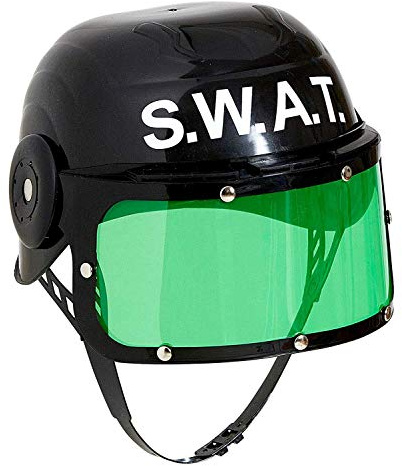 W WIDMANN MILANO Party Fashion - Einsatzhelm mit Visier | Kopfbedeckung, Accessoire, Kostümzubehör für Polizei, SWAT, Karneval und Mottoparty