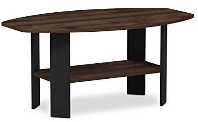 Furinno Simple Design Mesas de café, Madera compuesta, Columbia Nogal/Negro, 54.61 x 54.61 x 41.28 cm