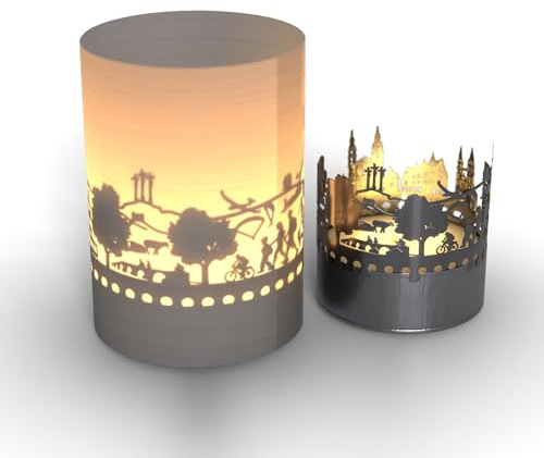 Rhön Skyline Tube T-Light skuggspel – motivljus med magiskt ljusspel och silhuettprojektion – perfekt souvenir för ralyssfans!