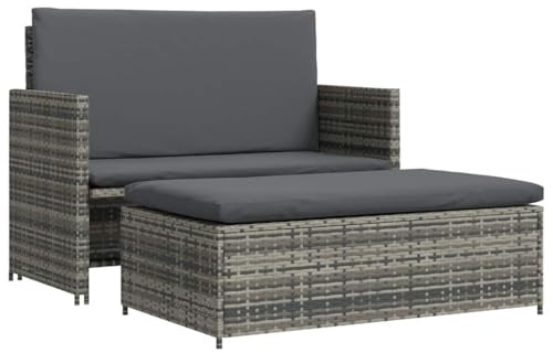 vidaXL Gartensofa 5-TLG. Poly Rattan Grau Lounge Gartenmöbel Gartenset Bank