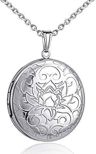 Love Heart Locket Necklace thar Holds Pictures Heart Circle Shape Lockets