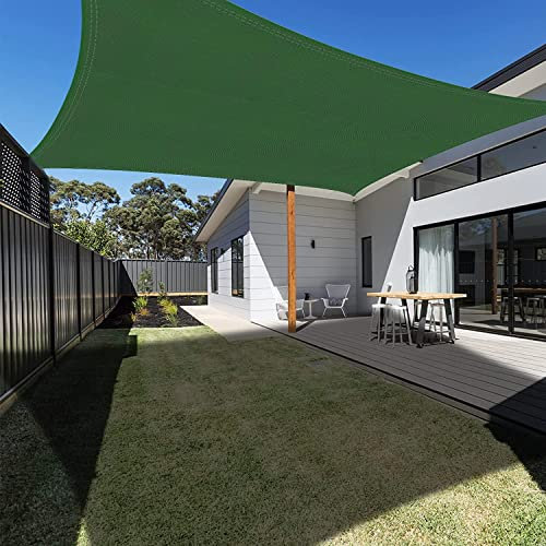 Ankuka Sun Shade Sail 4m x 6m Dark Green Rectangular Waterproof Garden Sun Sail Outdoor Patio Party Sunscreen Awning Canopy 98% UV Block With Rope