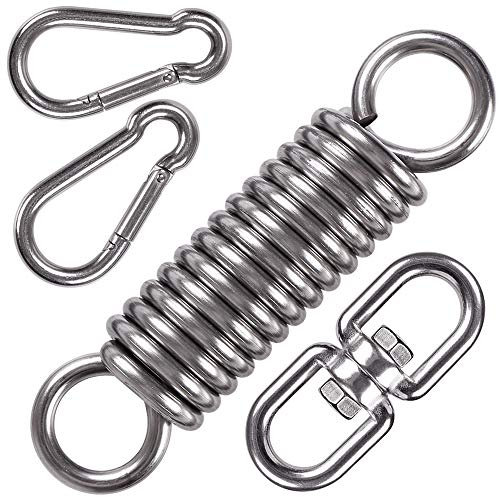 WAREMAID Edelstahl Hängesessel Schwingfeder Aufhängung Drehbar Haken mit Karabiner für Schaukel, Hängesessel, Boxsäcke, Yoga, max. 230 kg