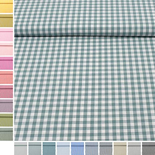 MAGAM-Stoffe Mona Vichy-Karo groß Baumwollstoff Oeko-Tex Meterware 50cm (12. Alt-Mint)
