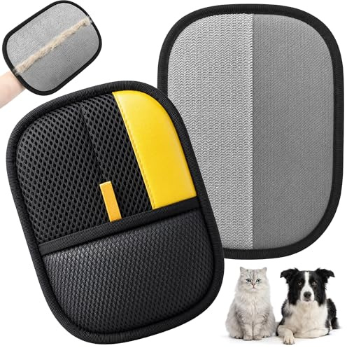Lot de 2 Gants Anti-Poils pour Chat - Brosse Nettoyante Réutilisable pour Canapé, Tapis, Sièges Auto et Vêtements
