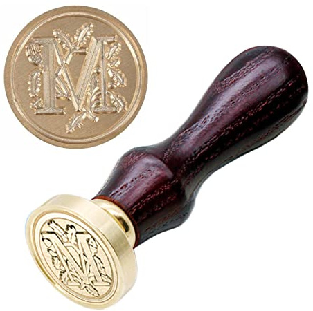 Anawakia Siegelstempel Vintage-Stil Wachs Siegelstempel Siegel Set A-Z Dekorativer Siegel Petschaft Holzgriff Brief 26 Buchstaben DIY Holz Wachs Siegel Stempel 1 Stück (M)