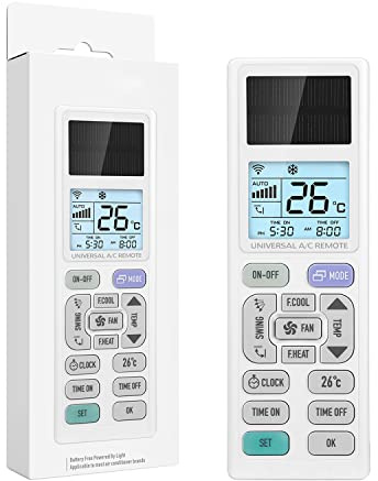 LEYF Universal Klimaanlage Fernbedienung mit A/C LCD Hintergrundbeleuchtung, die durch Lichtenergie betrieben Wird, Klimagerä Fernbedienung