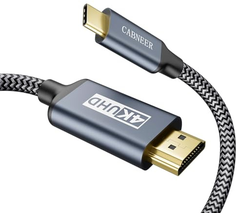 CABNEER USB C auf HDMI Kabel 2,5M, 4K@60Hz Usbc to HDMI mit Thunderbolt 3/4, HDMI zu USB C für iPhone 15 Pro/Pro Max, für MacBook Air 2018, für Samsung S23, für Dell, für iMac, für Surface Book Usw