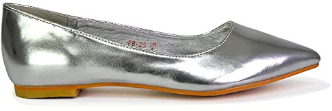 ESSEX GLAM Womens Slip On Pumps Ladies Flat Pointed Toe Casual Work Ballet Shoes 3-8
