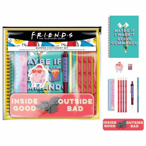 FRIENDS Set di cancelleria A5 a righe con taccuino e paraurti (citazioni e riferimenti design), prodotto ufficiale