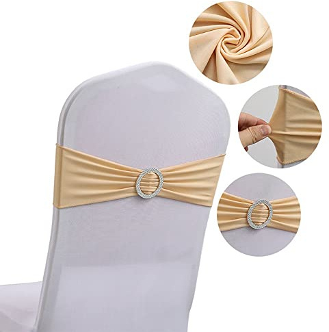 LUMoony 10Pcs Chair Covers Stretch Elastic with Buckle and Loop Stretch Chair Sashes with Buckle Stretch Chair Ribbons Sashes Spandex Elastic with Slider Buckle Wedding