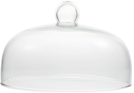 ​UPKOCH 23cm Glass Cake Dome with Handles, Clear Cloche Cover for Dessert Display & Cheese Platters, Reusable Food Protector for Party/Afternoon Tea (23x15.5cm)​​