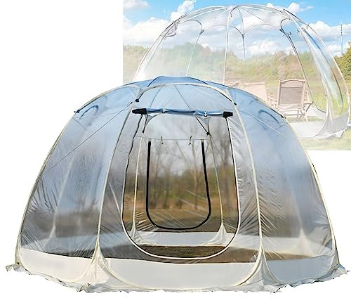 FURLOU Transparentes Zelt, Blasenzelt, Pop-up-Pavillon, Iglu-Kuppel, Gartenterrasse, Überdachung für 3–6 Personen, Außenblasenhaus, Camp-Sternzelt, Gewächshaus-Wetterkapsel für Party, Camping 3.6m