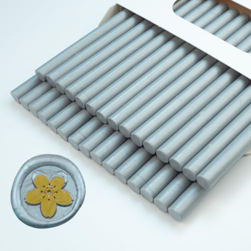 Ioggtser Mini Klebepistole Wachs-Siegel-Stick, 30PCS Silber, Hochwertiges Siegelwachs, Ideal für Hochzeitseinladungen, Postkarten, Dekoration Umschläge, Geschenkverpackungen, DIY-Projekte