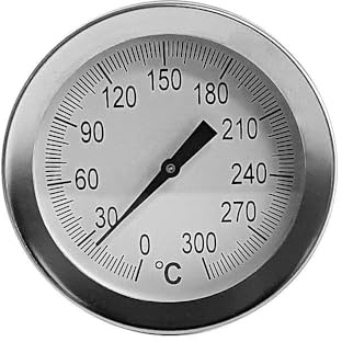 Feuerfest 123 - Edelstahl Grillthermometer mit Fühler und Anzeige bis 300 °C, analoges Ofenthermometer, BBQ-Thermometer als ideale Ergänzung für Ofen, Grill und Smoker