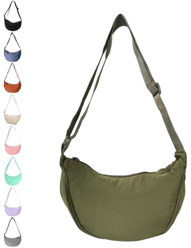JENCVNL Damen Halbmond Tasche Nylon Crossbody Bag Damen Crossbody Moon Bag Crossbody Bag Halbmond Schultertasche mit verstellbarer Schultergurt