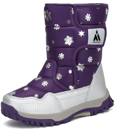 Mishansha Kinder Schneestiefel Winterschuhe Winter Gr.24-38 | Warm Gefüttert,Mädchen Jungen,Winterstiefel,Rutschfest,Klettverschluss,Outdoor