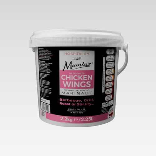 Mumtaz CHICKEN WINGS Marinade Catering Size Bucket - 2.2Kg -Restaurant Quality -Medium Spiced-BBQ-Grill-Roast-Stir or Air fry.All Natural Ingredients (2.2kg (Pack of 1), Chicken Wings)