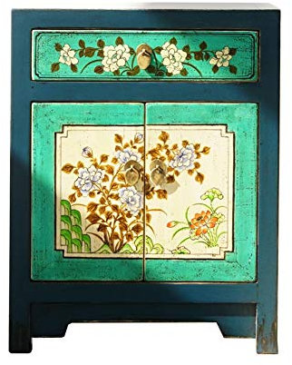 JINMUXUAN Nachttisch, Nachttisch, Nachttisch, chinesischer Retro-Stil, altes Distressed-Massivholz, gesteppt, für Wohnzimmer, Kleiner Spind, Montage, Seitenschrank, Eckschrank (Farbe: D) Beauty Comes
