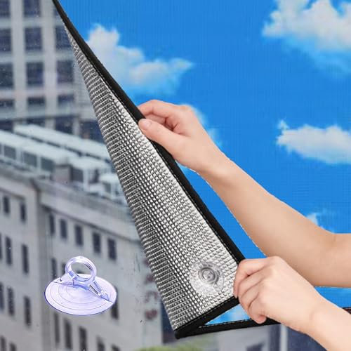 Película para Ventana Oscurecimiento Total 7mm Película Aislante De Aluminio Doble Película De Ventana Privacidad Personalizable para Ventanas Vidrio(Azul,50cmx150cm)