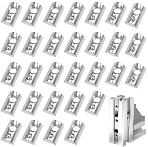 30 Pezzi Dado Scorrevole M8, Sfera a Molla Dado, Acciaio Inox Viti Scorrevoli T, Dadi A T Scorrevoli Serie M8 40, Viti Scorrevoli T Track, Dadi con Scanalatura M8 per Pannelli in Alluminio Serie EU 40