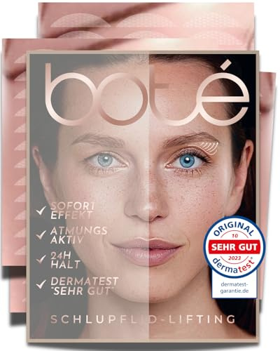 BOTÉ 144 Schlupflider Stripes unsichtbar & atmungsaktiv (XXL) | Lidstraffung Strips für strahlende Augen - Eyelid Stickers gegen Schlupflider - Schlupflid Stripes - Dermatest sehr gut