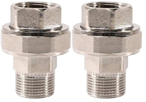 ASOFTY 2 Stück Verschraubung 3/4 Zoll IG/AG, Ø 25 mm Gewindefitting aus Vernickeltem Kupfer, DN20 Fitting Verschraubung, Stark Verschraubung Durchgang