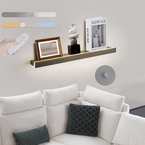 LED Innen Dimmbar Wandleuchten Aluminium Moderne Schwarz Wandlampe Acryl mit Fernbedienung Wandlicht Lampen mit Schalter Lange Lichtleiste für Flur Schlafzimmer Treppenhaus Wohnzimmer Küche (60CM)